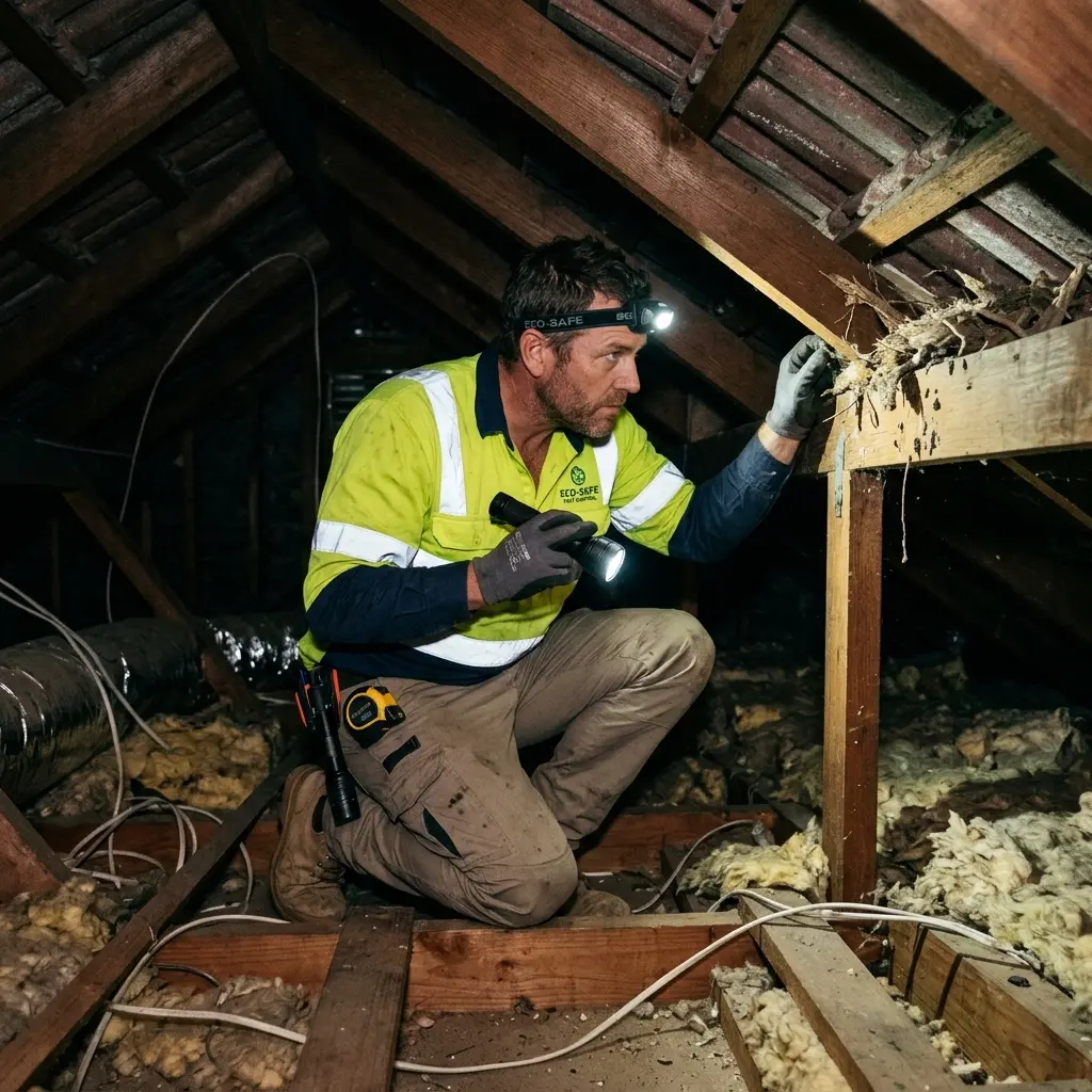 Technician inspecting a Whittington subfloor void for a deceased cat