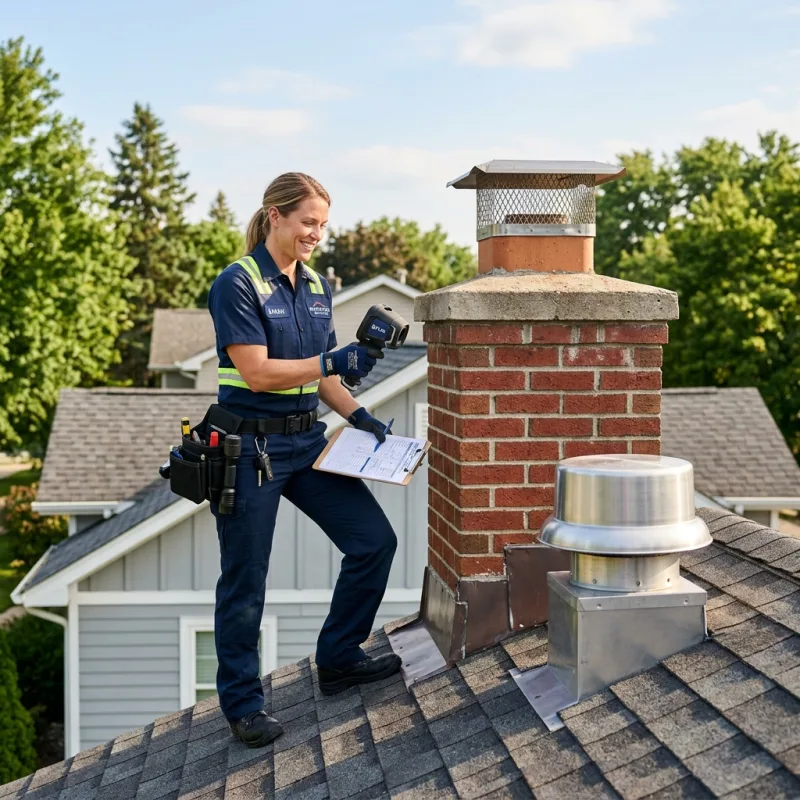 Technician inspecting a Whittington roof cavity and ductwork for a dead bird